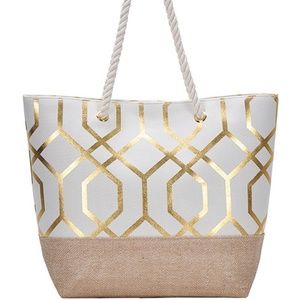 Tote Bag Satchels Shoulder Purse cream gold